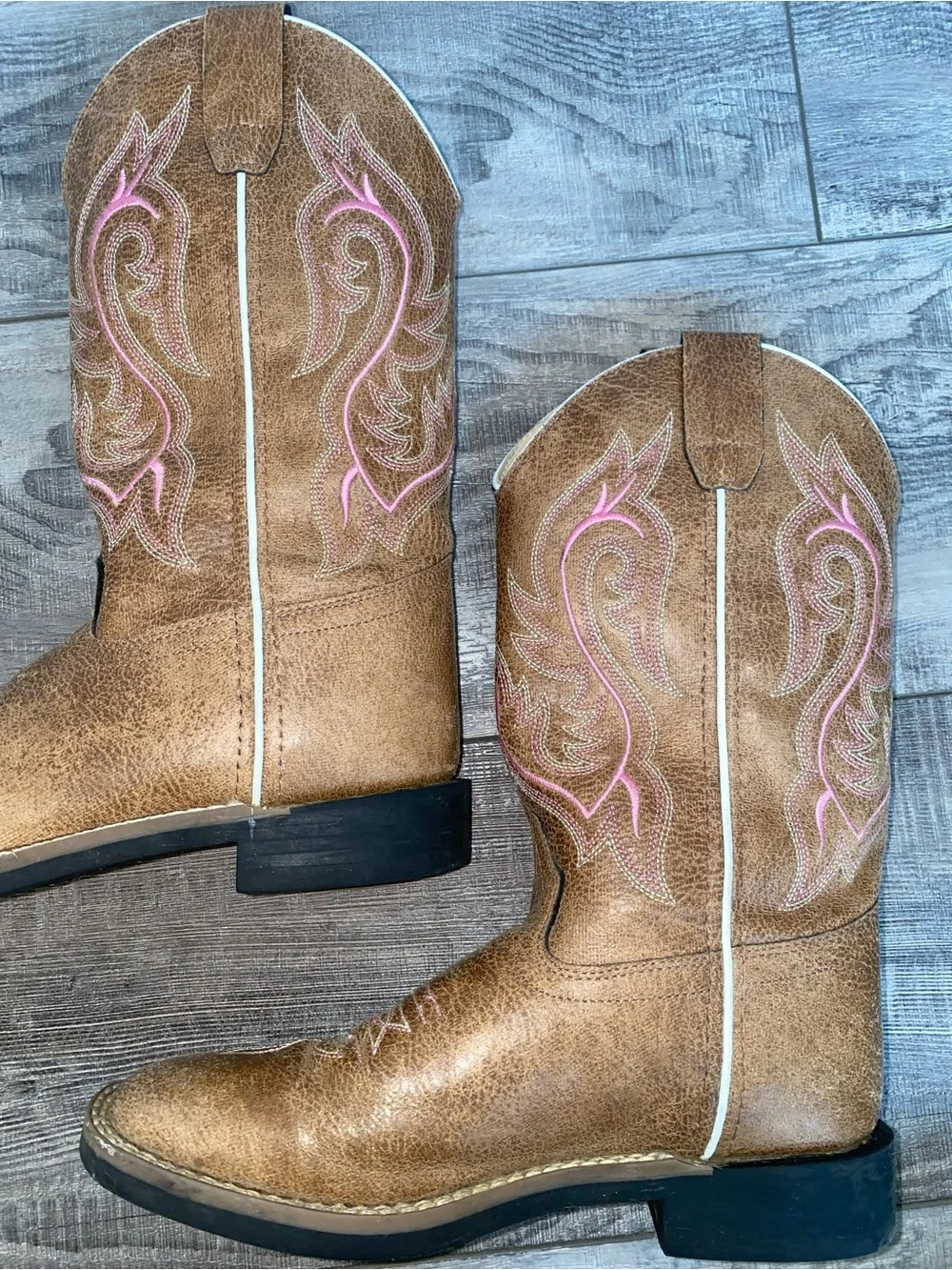 Shyanne Madison Pink Brown Tan White Cowgirl Western Boots Girl’s Size 4